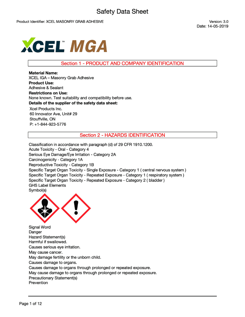 MGA - MSDS